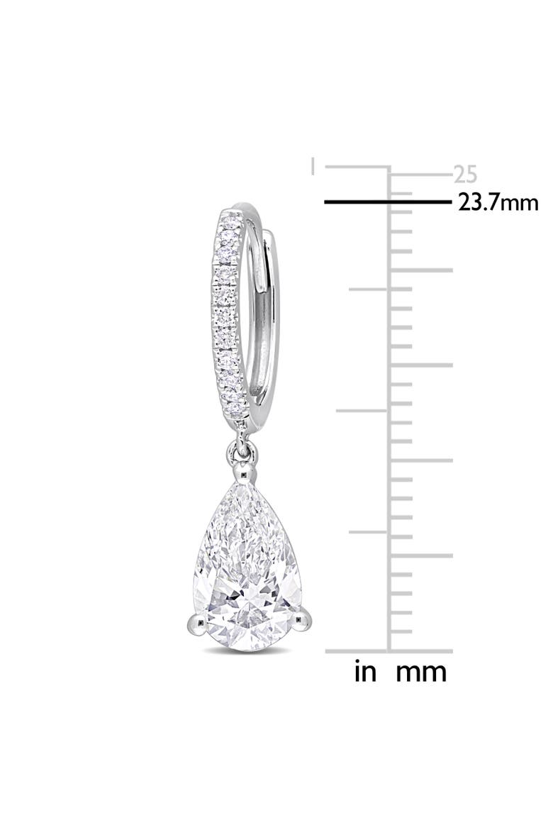 Lab-Grown Diamond Pear Dangle Huggie Earrings 14k, Alternate, color, White Gold