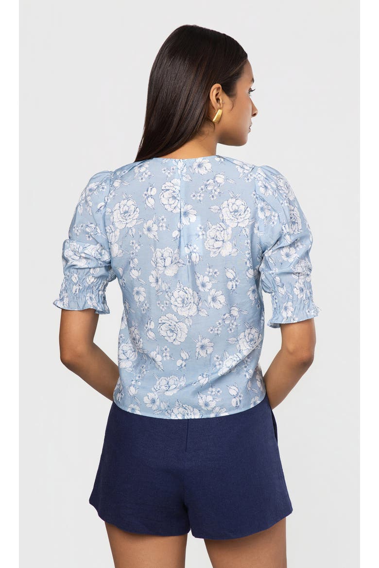 Lulu Floral Voile Cascade Blouse, Alternate, color, Heritage Toile Bl/Wh