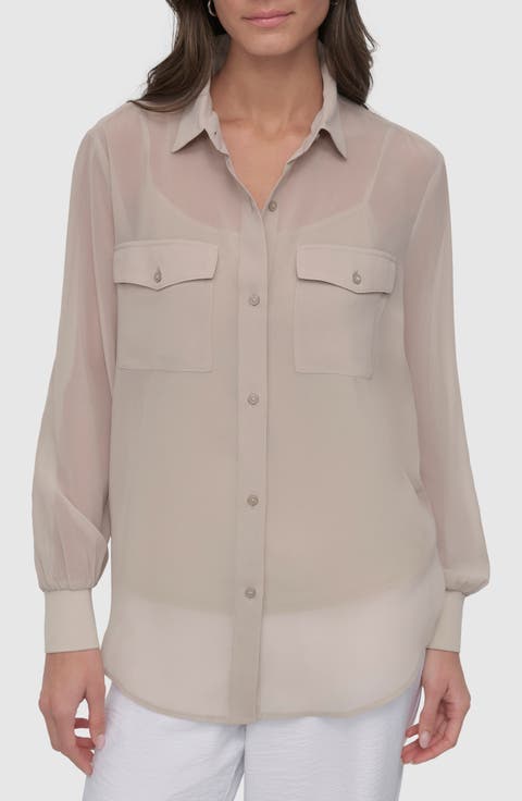 Chiffon Button-Up Shirt