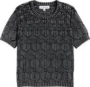 CITY BLUES Open Stitch Short Sleeve Sweater