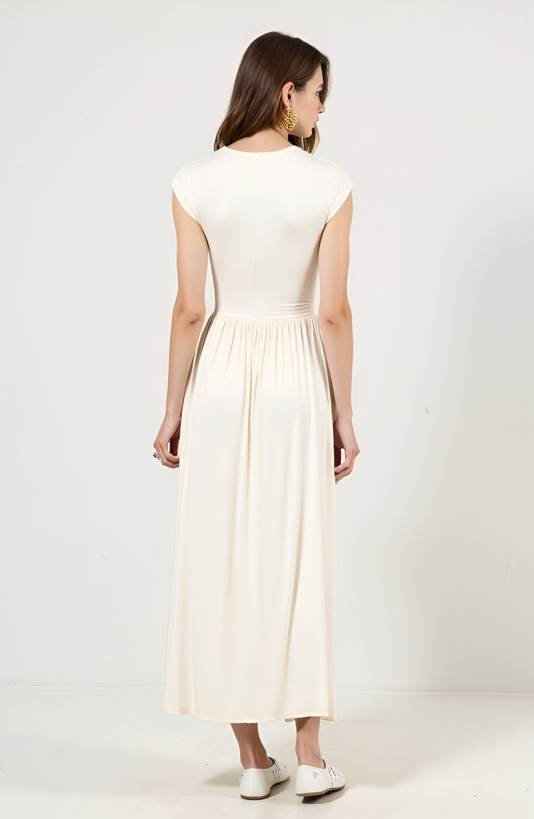 Modenaire Sleeveless Faux Wrap Maxi Dress with Shirred Waist and Flowy Skirt, Alternate, color, 