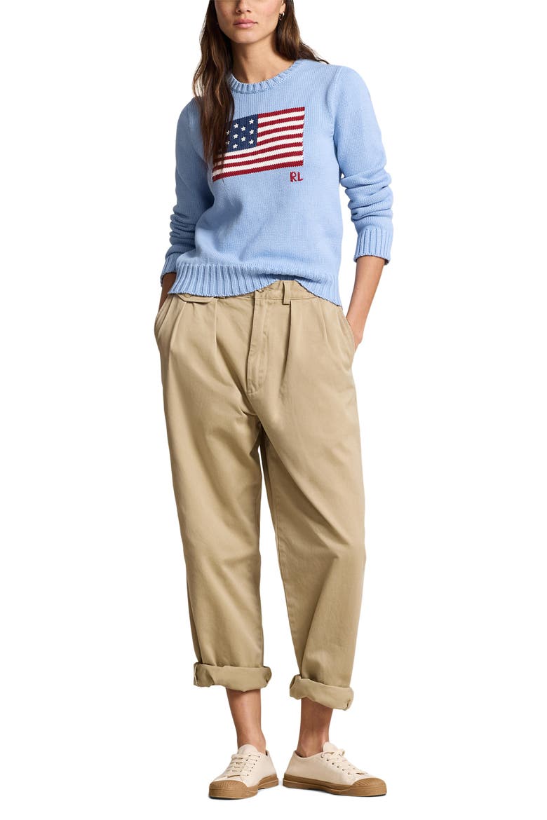 Flag Crewneck Sweater, Alternate, color, CHAMBRAY BLUE