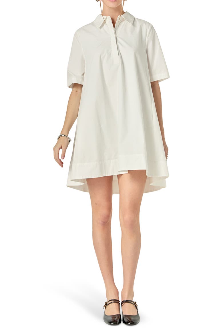 Trapeze Cotton Shirtdress, Main, color, WHITE