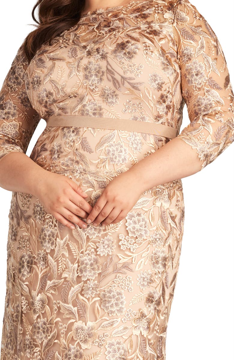 Tadashi Shoji Floral Embroidered Gown, Alternate, color, 