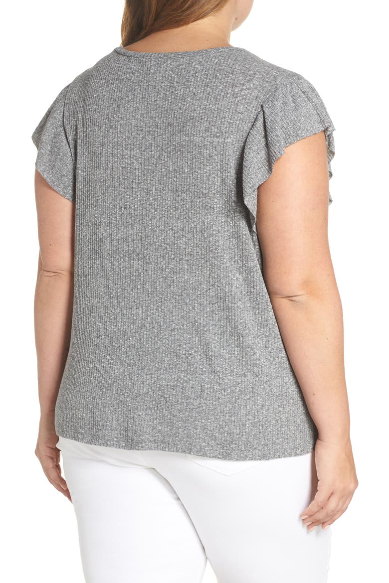 Ruffle Sleeve Tee, Alternate, color, GREY CLOUDY HEATHER