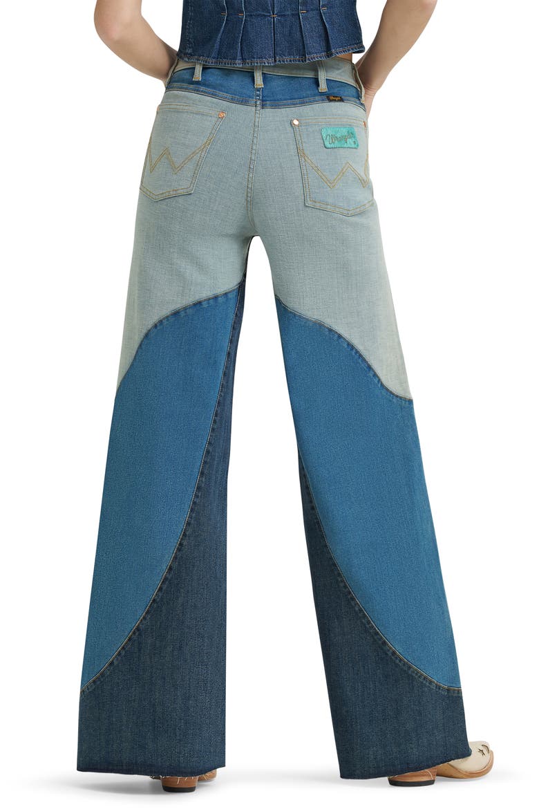 x Lainey Wilson Groovy Raw Hem Wide Leg Jeans, Alternate, color, DENIM