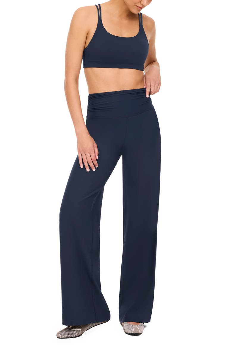 Ruched Wide Leg Pants, Alternate, color, TIMELESS NAVY