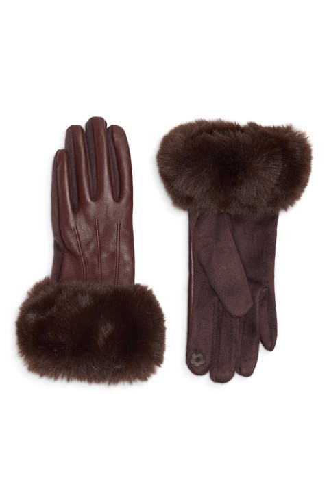 Faux Fur Trim Tech Gloves