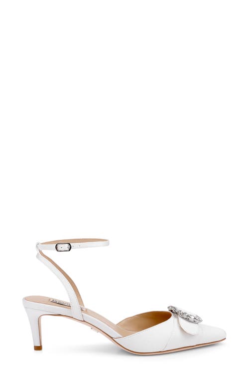 Badgley Mischka Odesza Kitten Heel Ankle Strap Pump In White