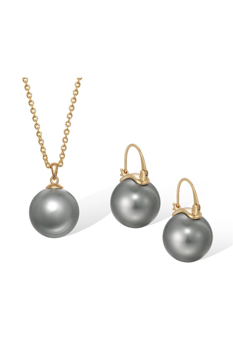RC RETRO CHIC Retro Pearl Necklace & Earrings Set, Alternate, color, Grey