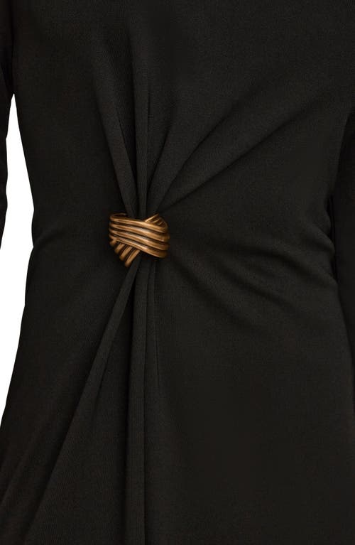 Donna Karan Hardware Long Sleeve Jersey A-line Dress In Black