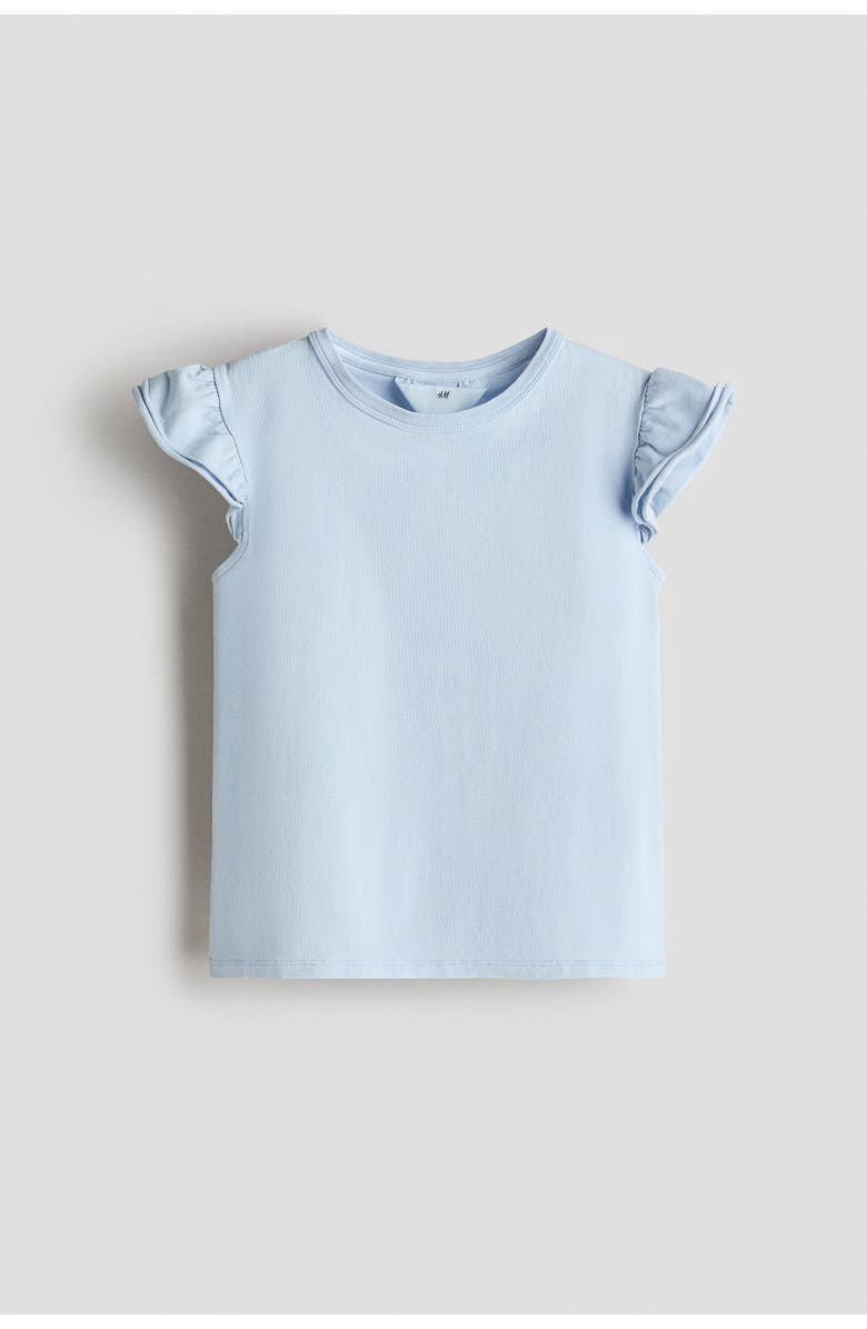 H&M Flutter-sleeved top, Alternate, color, Light Blue