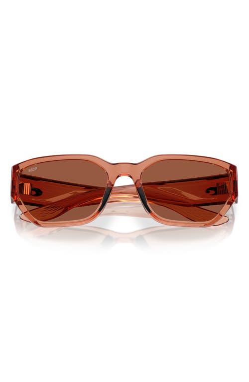Costa Del Mar Clemente 58mm Polarized Rectangular Sunglasses In Pink Sands/copper 580p