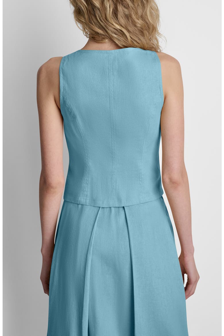 Linen Blend Sleeveless Zip Front Top, Alternate, color, CAMEO BLUE