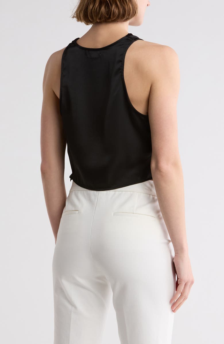 Leith Cowl Neck Satin Crop Tank, Alternate, color, Black