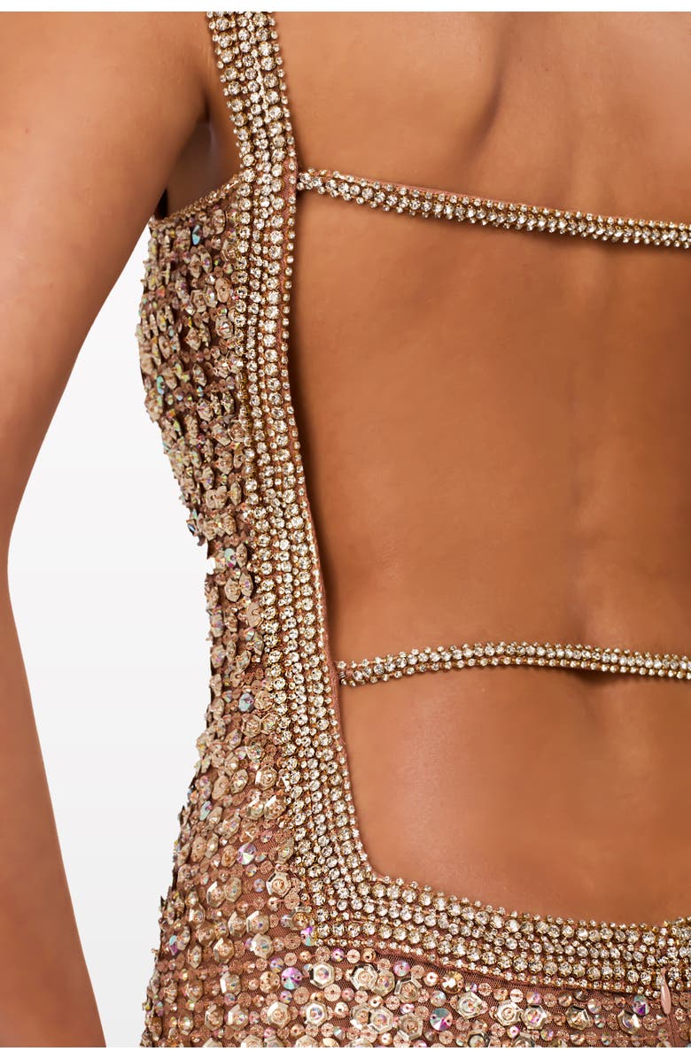 Jenny Packham Lotus sequin-embellished open-back maxi dress, Alternate, color, Tawny