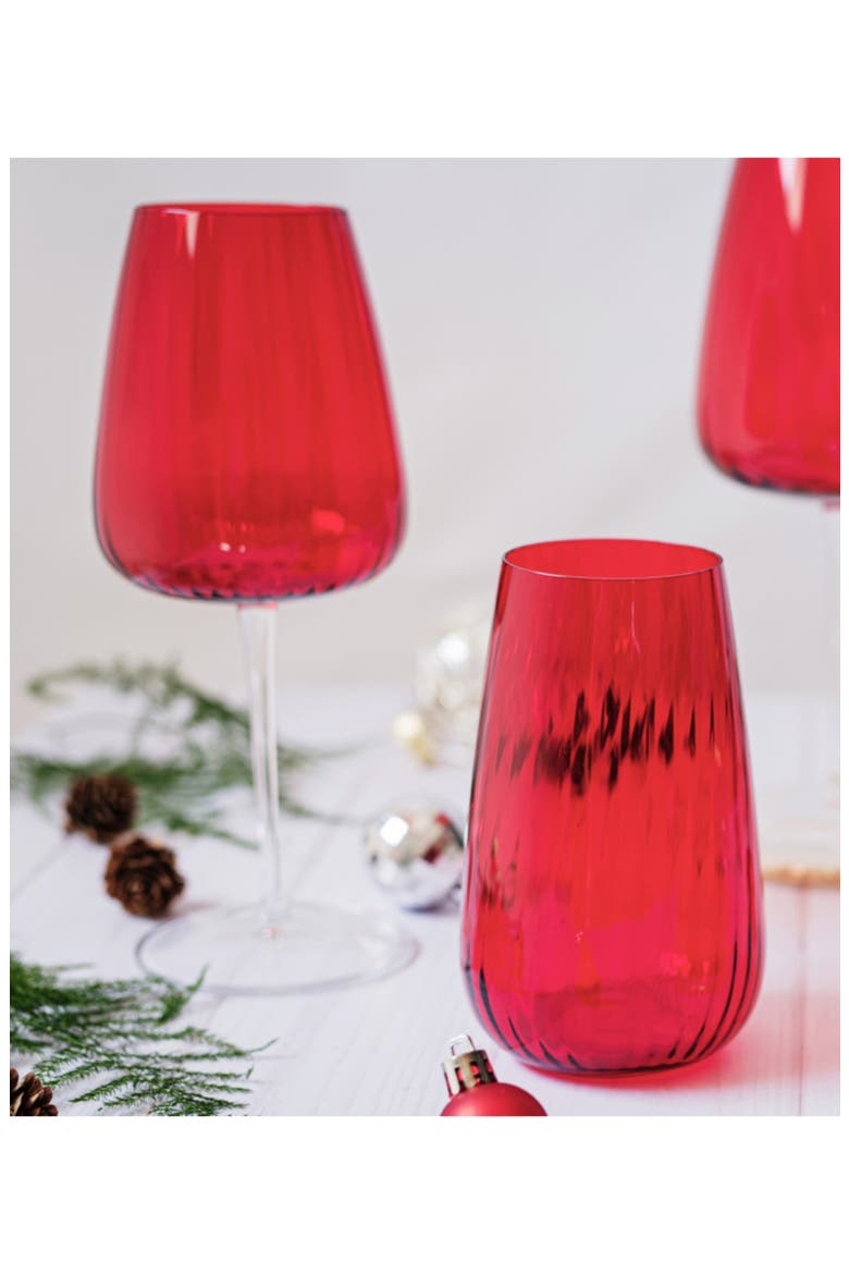 Francesca Water Glass, Alternate, color, RED