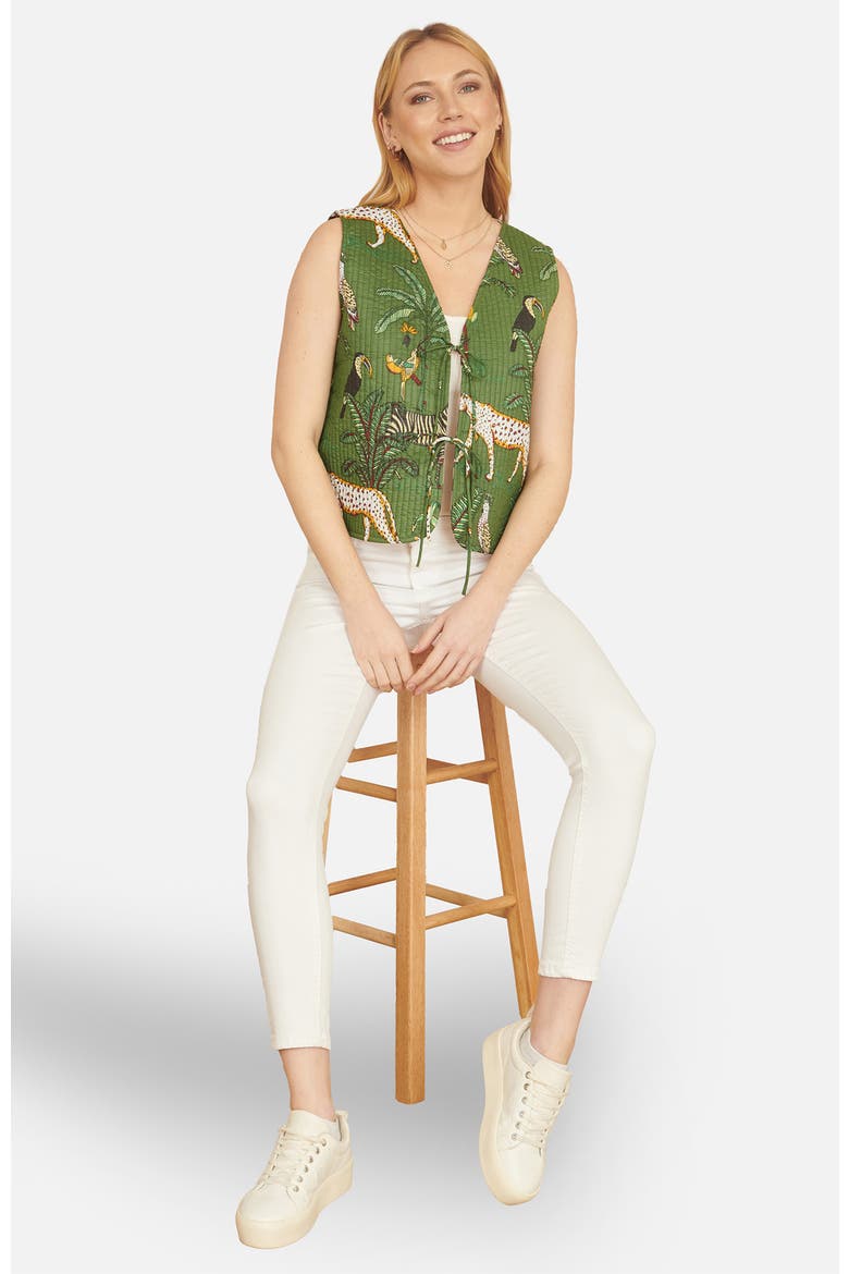 Animal Reversible Cotton Quilted Jacket, Alternate, color, Green