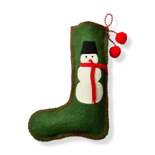 Tag Green Multi Felt Snowman Holiday Stocking Christmas Decor In Green