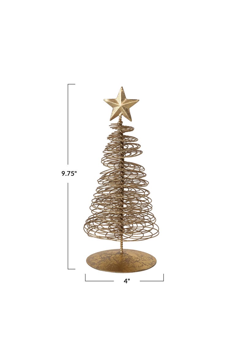 Gold Wire Christmas Tree with Star Topper, Alternate, color, Gold