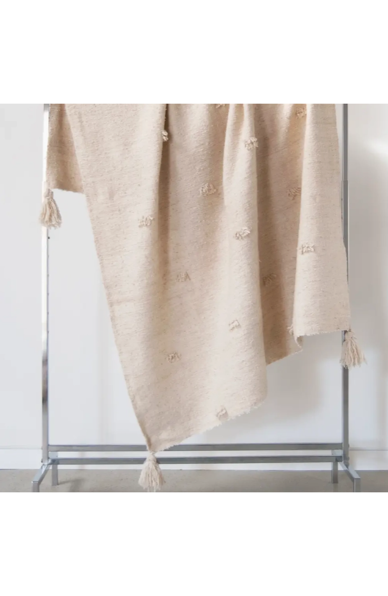 Jitana Momo Fringe Blanket, Main, color, White