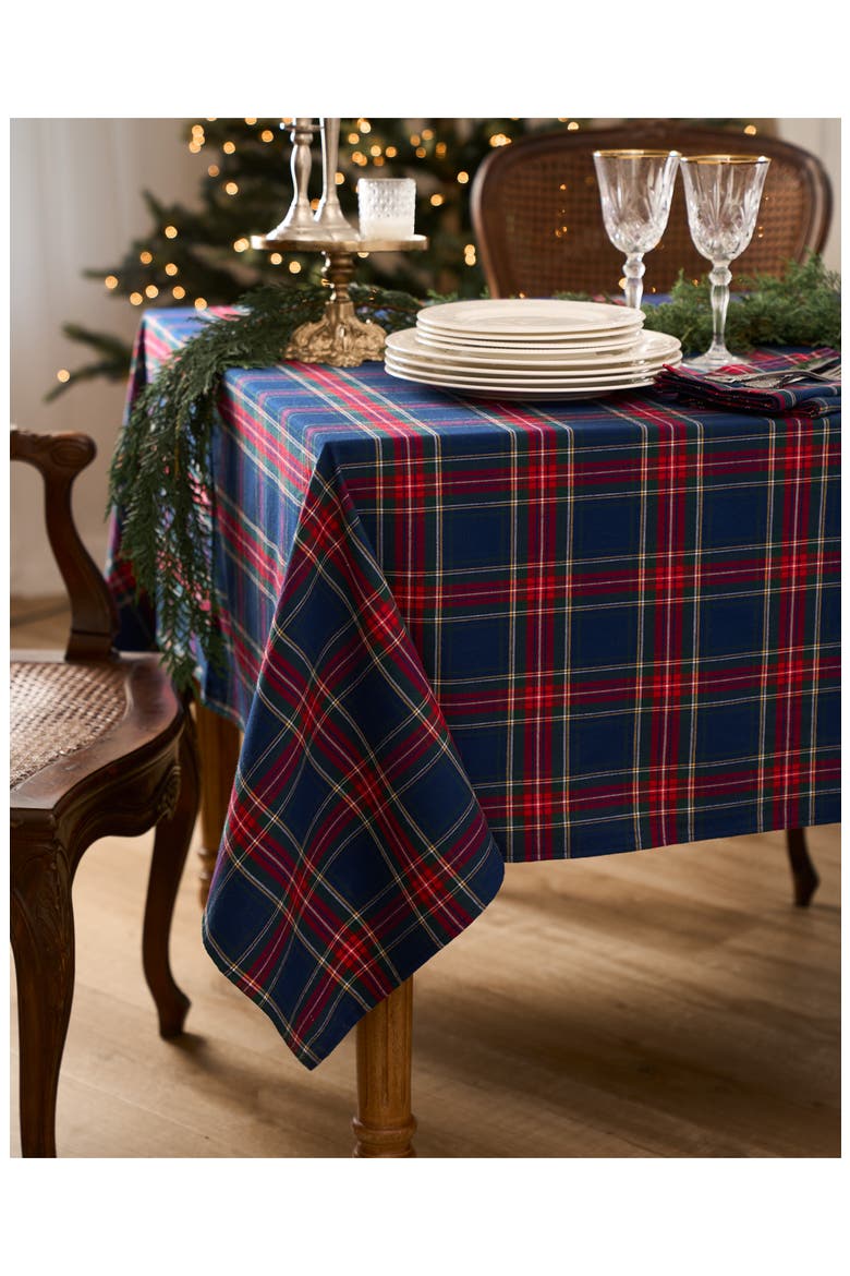 Windsor Tartan Tablecloth, Alternate, color, NAVY