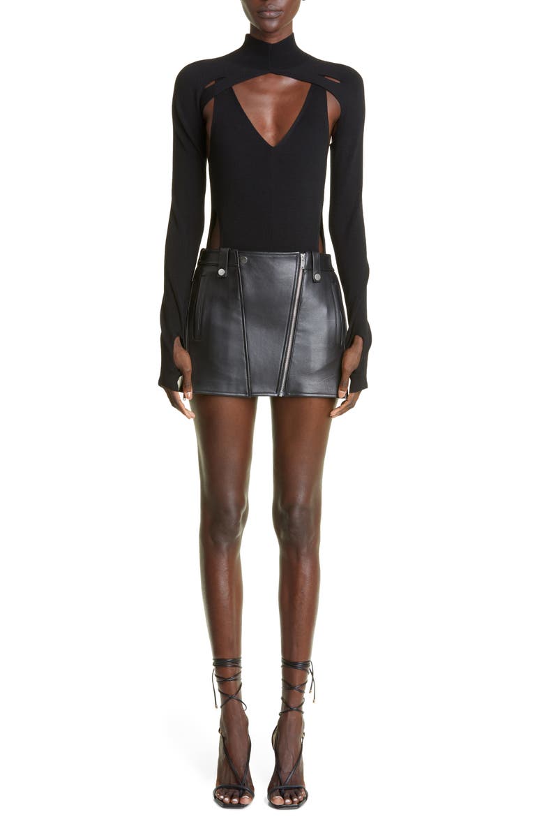 Lock Slit Layered Merino Wool Sweater, Alternate, color, BLACK/ BLACK