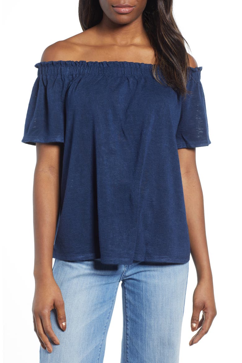 Carlee Off the Shoulder Top, Main, color, INK