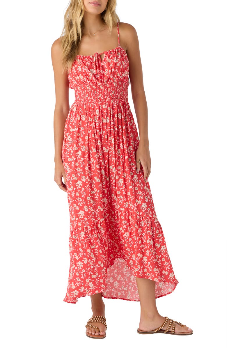 O'Neill Lettie Smocked Waist Midi Sundress, Alternate, color, 
