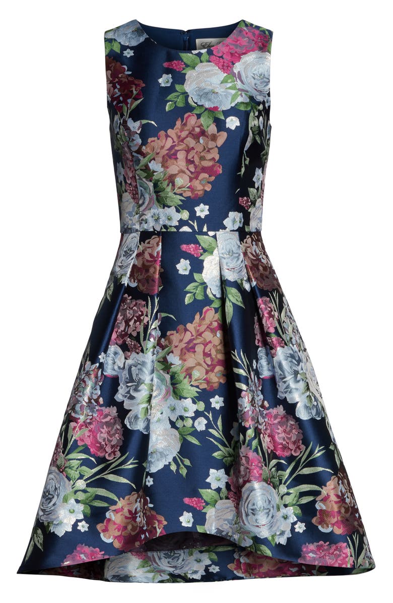 Eliza J Floral Jacquard Fit & Flare Dress, Alternate, color,