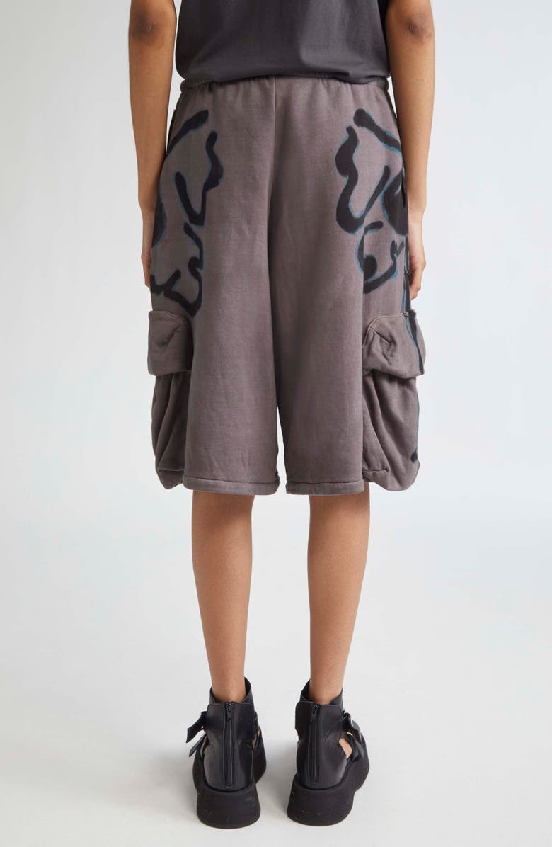 Collina Strada Charcoal Flower Cargo Sweat Shorts, Alternate, color, 