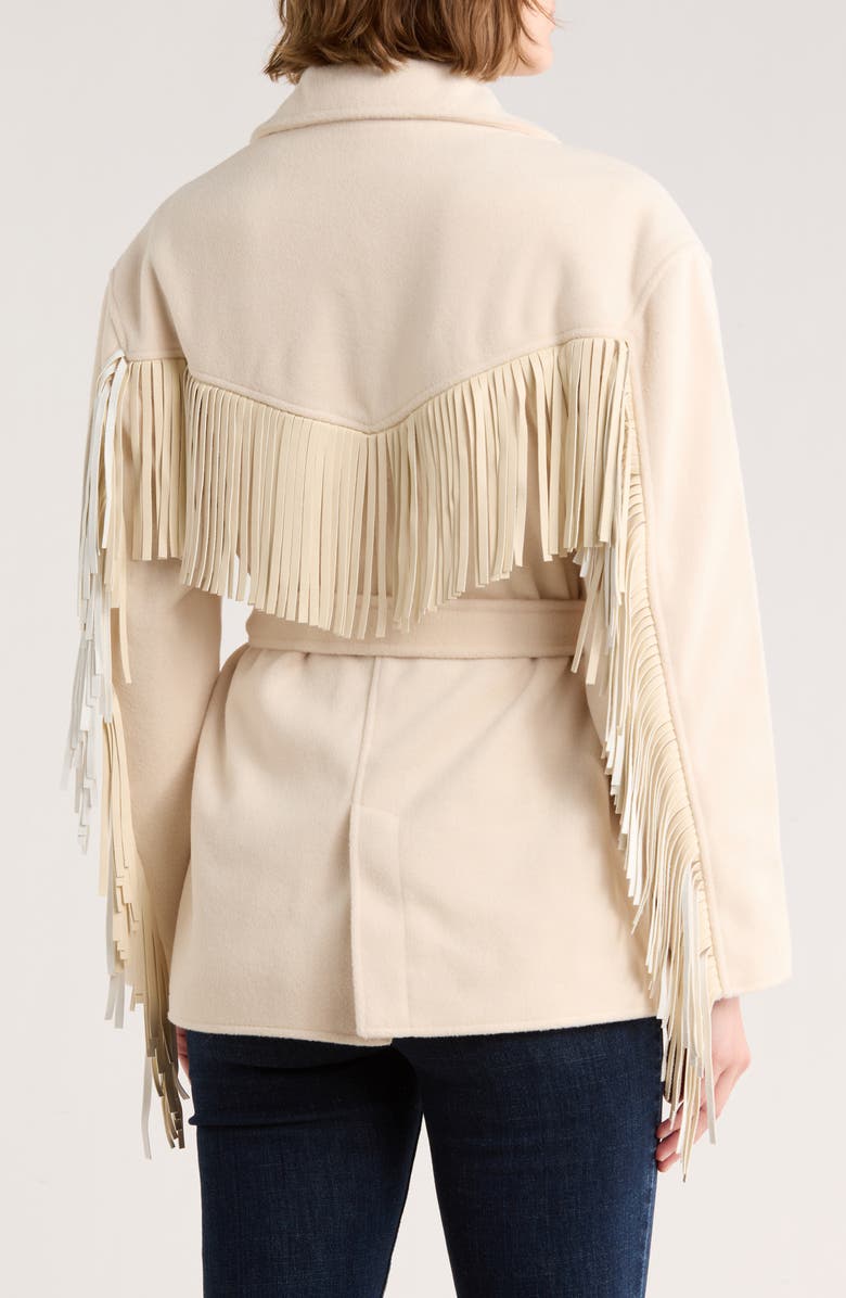 Belted Fringe Trim Coat