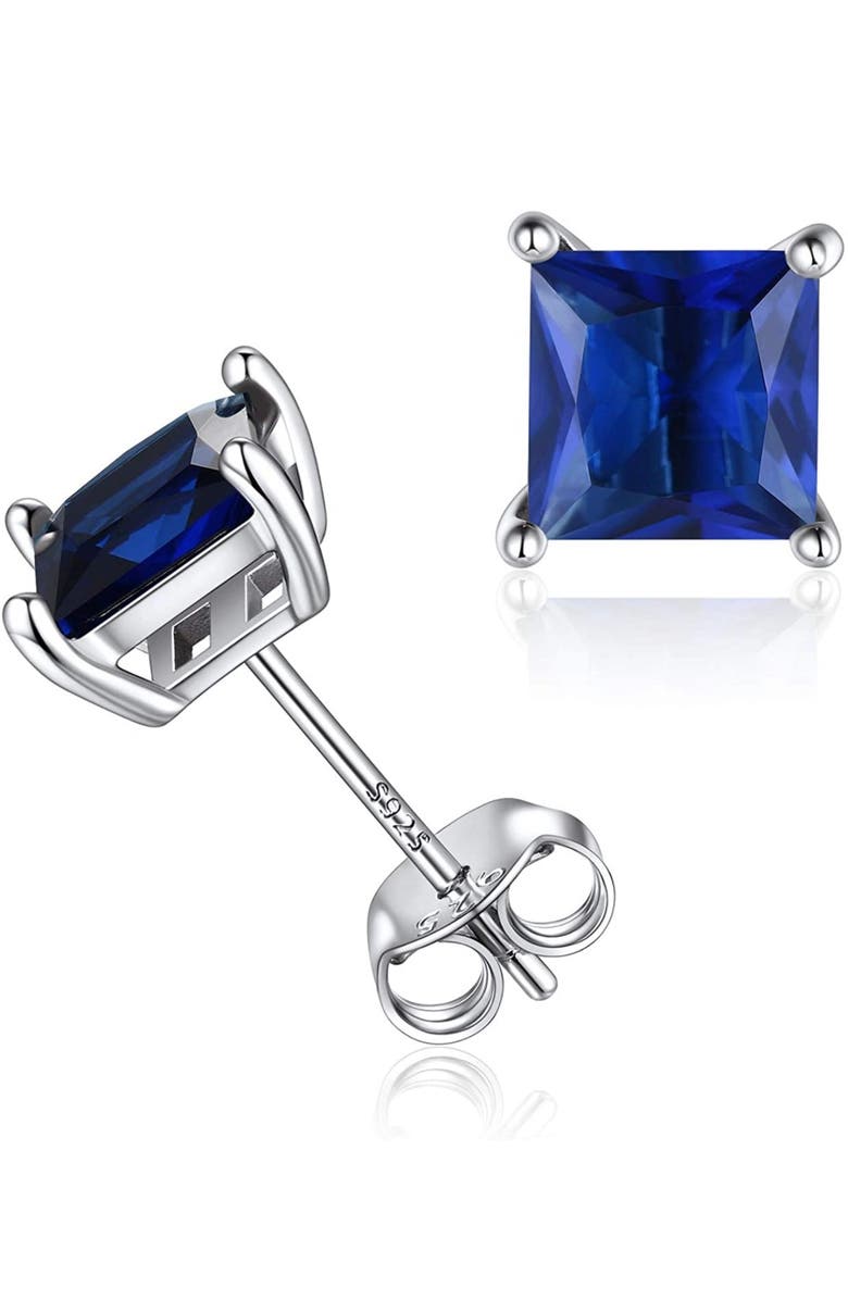 Donatello Gian Sterling Silver Created Sapphire Square Studs, Main, color, Silver