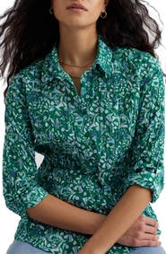 Seasalt Cornwall Larissa Crinkled Floral Organic Cotton Button-Up Shirt
