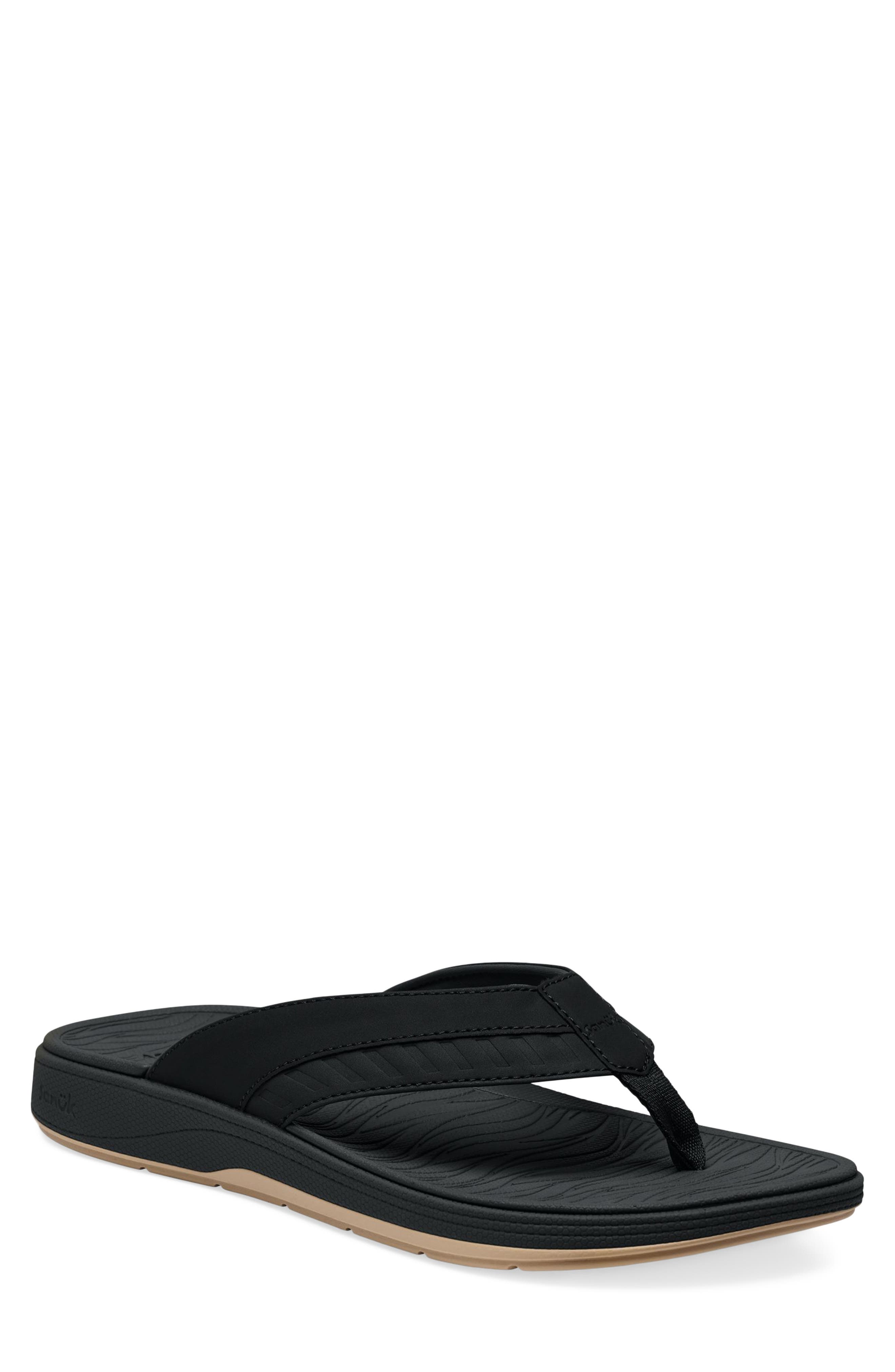Surf Seeker Water Friendly Flip Flop, Main, color, BLACK