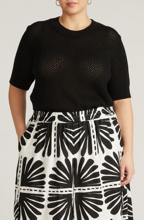 Positano Cotton Pointelle Sweater (Regular & Plus)