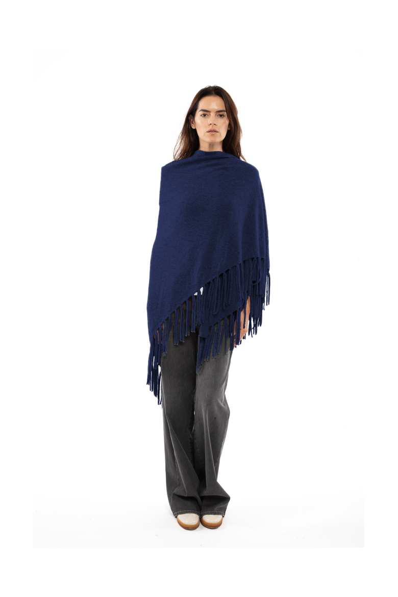 Pure Cashmere Fringe Wrap, Alternate, color, Blue
