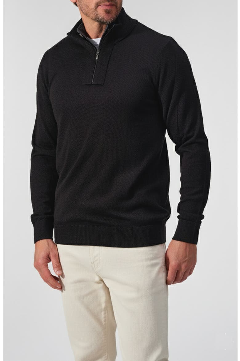Montagna Quarter Zip Merino Wool Sweater, Alternate, color, BLACK