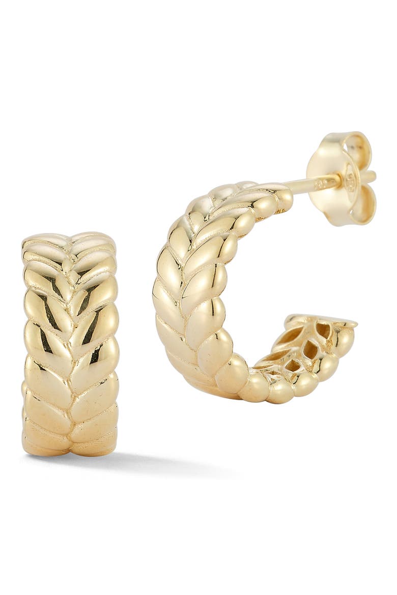 14K Gold 12mm Braided Hoop Earrings, Main, color, GOLD