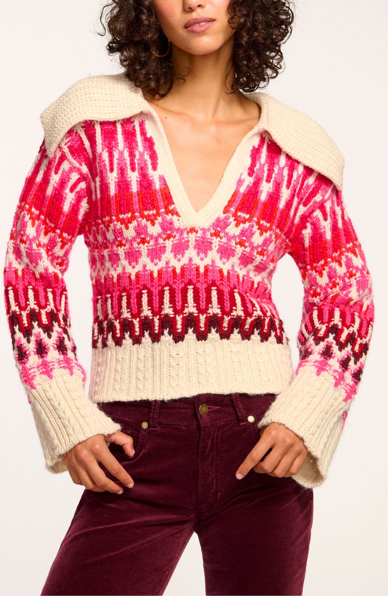 Ramy Brook Augustus Sweater, Main, color, Magenta Combo Fairisle