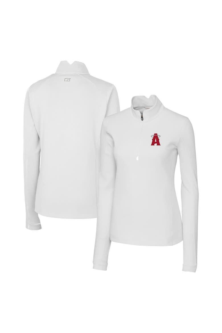 Women's Cutter & Buck White Los Angeles Angels City Connect Traverse Stretch Quarter-Zip Pullover Top, Main, color, White