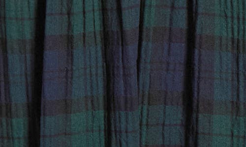 Marine Layer Mari Plaid Smocked Long Sleeve Midi Dress In Blue