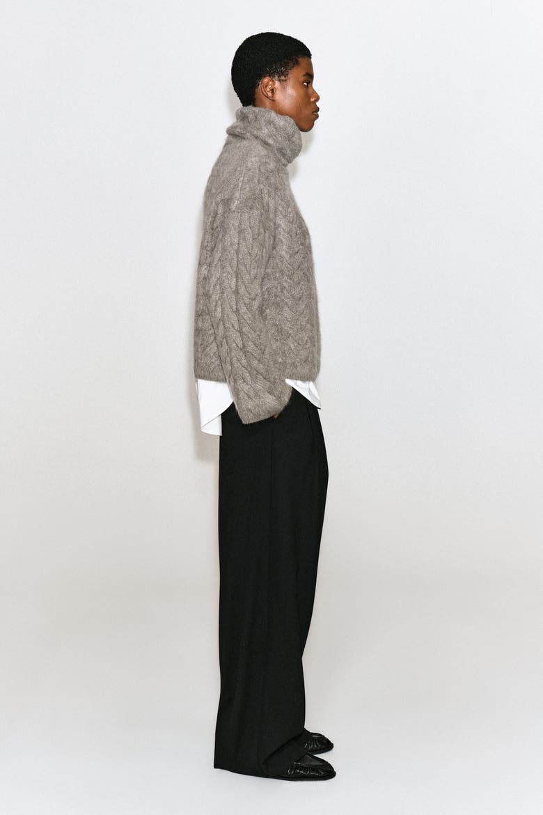 Cable-knit Brushed Pure Cashmere Sweater, Alternate, color, BROWN