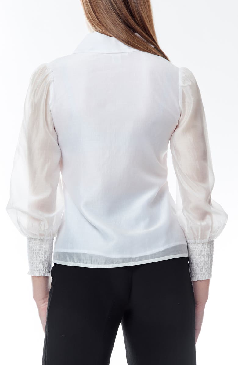 BY DESIGN Natalie Lace Trim Pleated Front Button-Up Shirt, Alternate, color, 