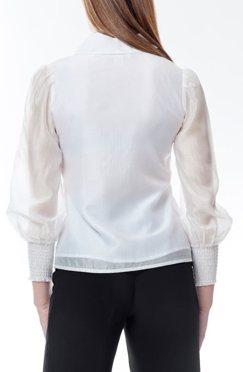 By Design Natalie Lace Trim Pleated Front Button-up Shirt In Bright White