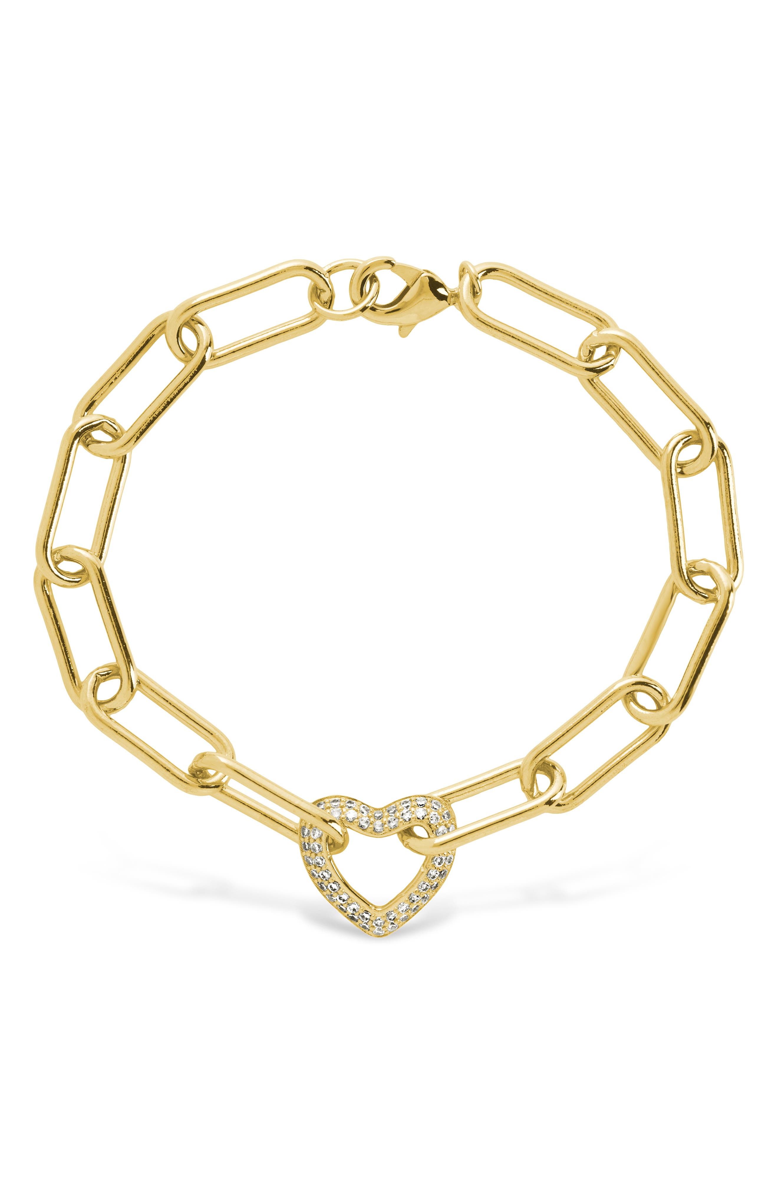Sterling Forever Ariya Pavé Cubic Zirconia Heart Bracelet