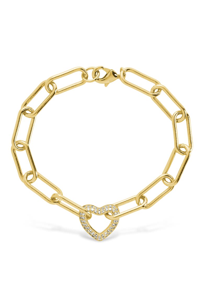 Ariya Pavé Cubic Zirconia Heart Bracelet, Main, color, GOLD