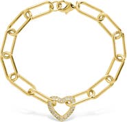 Sterling Forever Ariya Pavé Cubic Zirconia Heart Bracelet