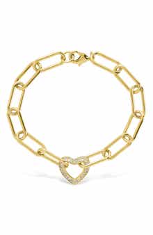 Sterling Forever Ariya Pavé Cubic Zirconia Heart Bracelet