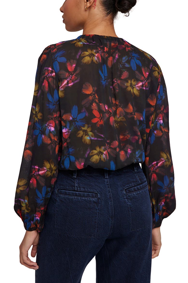 Elastic Shirred Top, Alternate, color, EVENING GARDEN PRINT